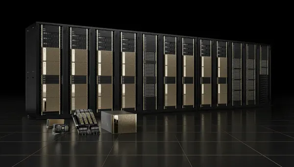 A rendering of a GPU rack filled with H100 GPU's