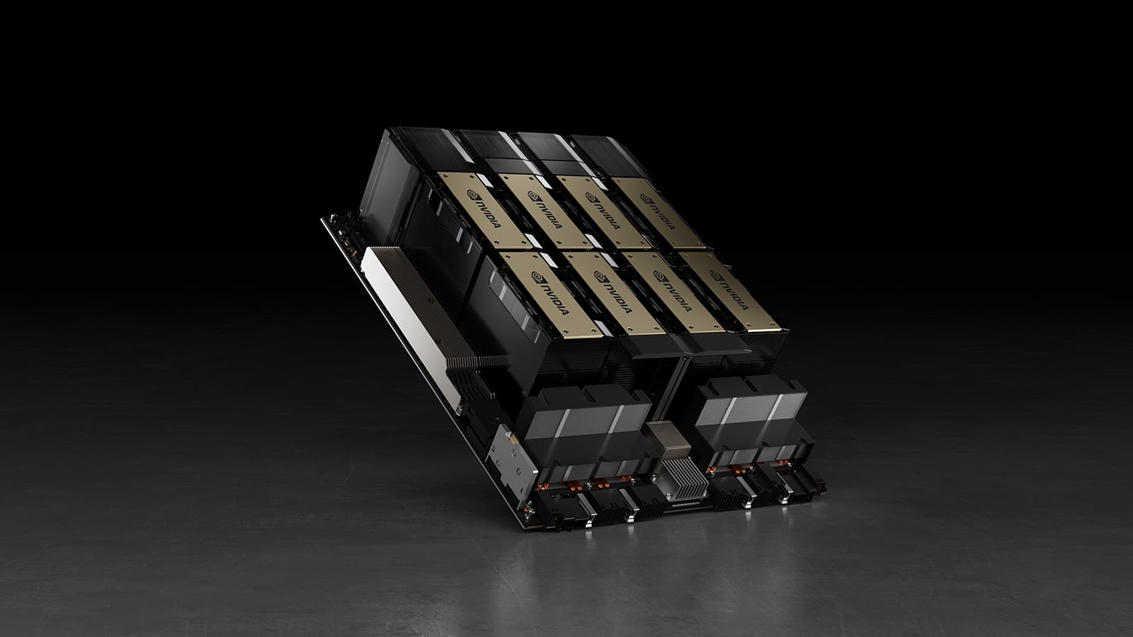 A rendering of an Nvidia H100 GPU