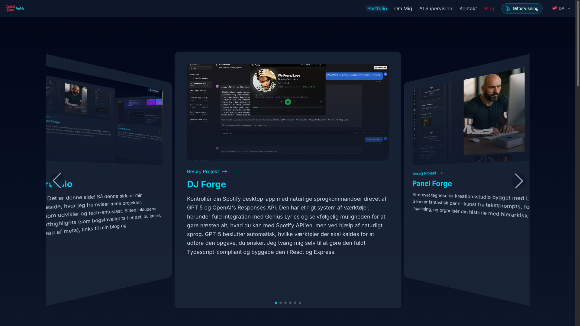 Screenshot of a portfolio website