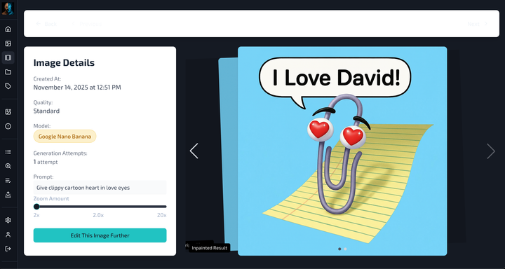 Screenshot of a web application
